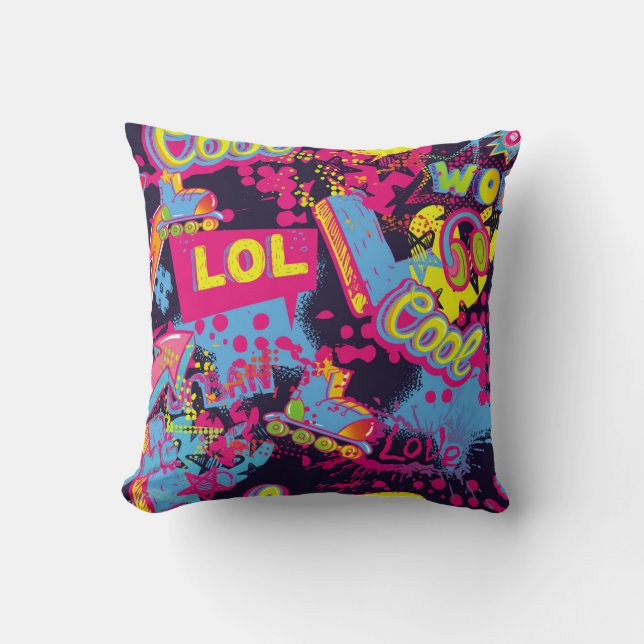 Abstract seamless grunge teenagers pattern. Comics Cushion (Front)