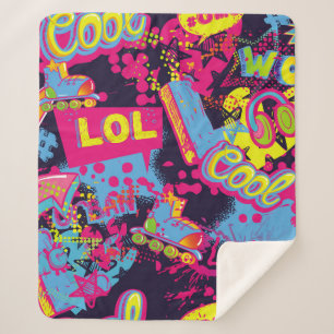 Abstract seamless grunge teenagers pattern. Comics Sherpa Blanket