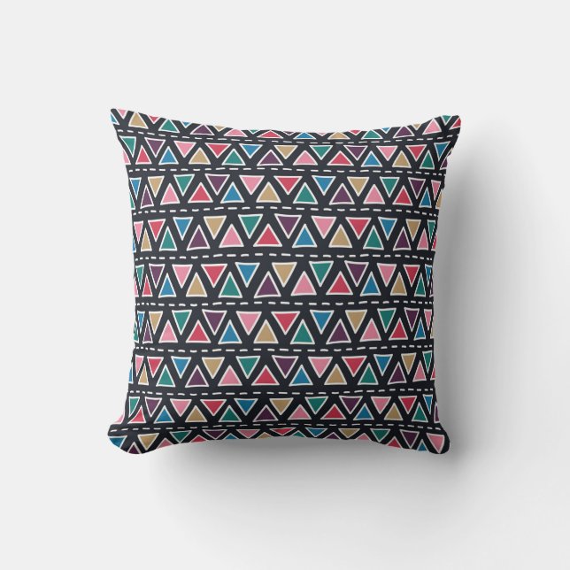 Abstract seamless hand drawn tribal pattern in tre cushion (Front)