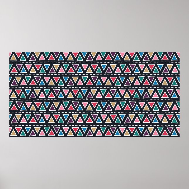 Abstract seamless hand drawn tribal pattern in tre poster (Front)