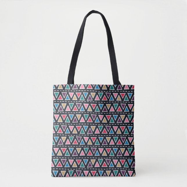 Abstract seamless hand drawn tribal pattern in tre tote bag (Front)