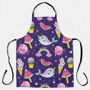 Abstract seamless ice cream pattern. Creative vint Apron