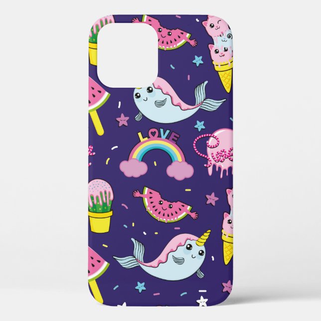 Abstract seamless ice cream pattern. Creative vint Case-Mate iPhone Case (Back)