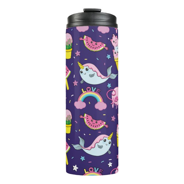 Abstract seamless ice cream pattern. Creative vint Thermal Tumbler (Front)