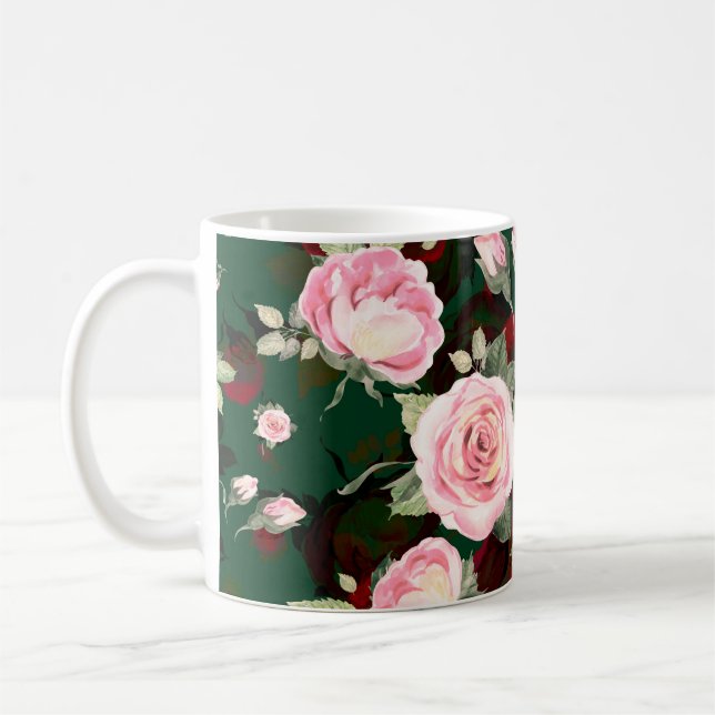 Abstract seamless lovely pattern drawn blooming ro coffee mug (Left)