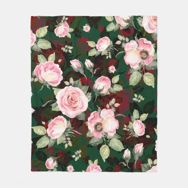 Abstract seamless lovely pattern drawn blooming ro fleece blanket (Front)