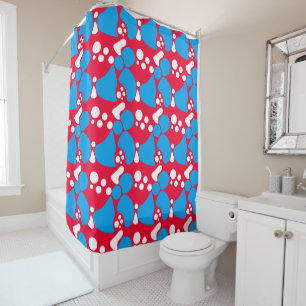 Abstract seamless moder print bright fun kids red shower curtain