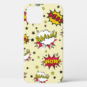 Abstract seamless patch pattern, vintage patch bac iPhone 12 case