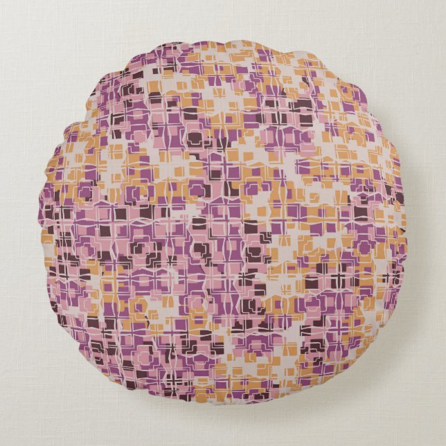 Abstract seamless pattern. Chaotic rounded squares Round Cushion (Front)