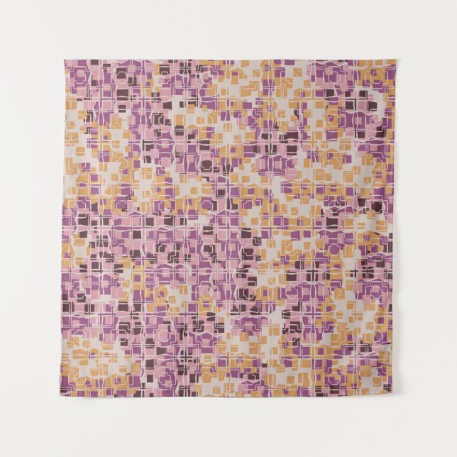 Abstract seamless pattern. Chaotic rounded squares Tapestry (Front)