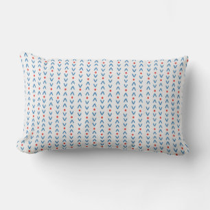 Abstract seamless pattern in blue and red on cream lumbar cushion