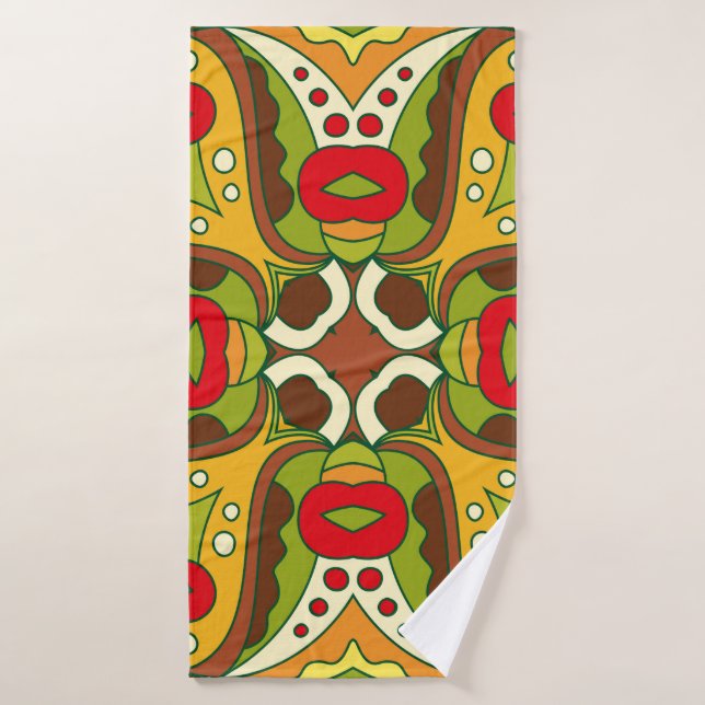 Abstract seamless pattern in oriental ethnic style bath towel (Bath Towel)