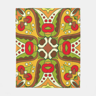 Abstract seamless pattern in oriental ethnic style fleece blanket