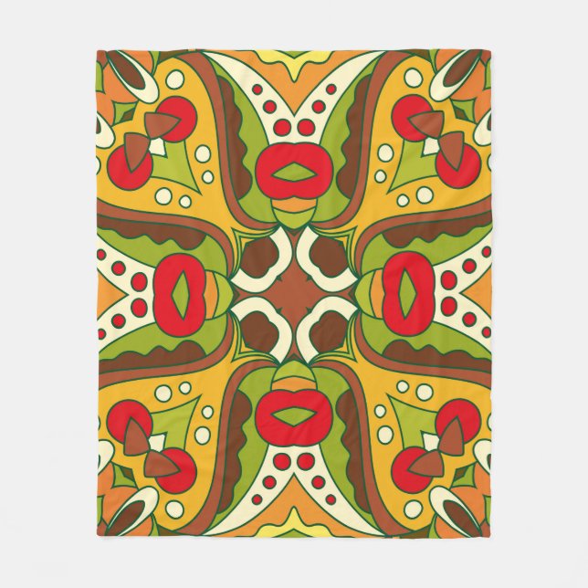 Abstract seamless pattern in oriental ethnic style fleece blanket (Front)