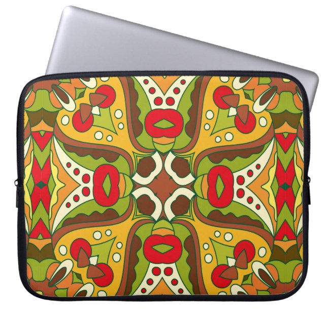 Abstract seamless pattern in oriental ethnic style laptop sleeve (Front)