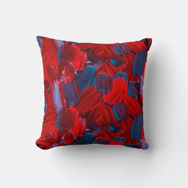 Abstract seamless pattern in red and blue colour cushion (Front)