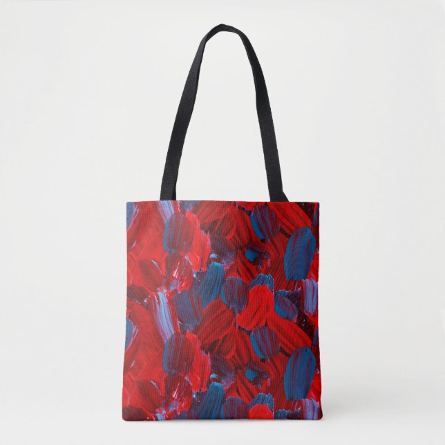 Abstract seamless pattern in red and blue colour tote bag (Front)
