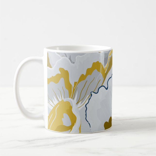 Abstract seamless pattern. Light grey,  yellow,  g Coffee Mug (Left)