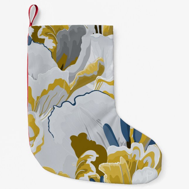 Abstract seamless pattern. Light grey,  yellow,  g Small Christmas Stocking (Front)