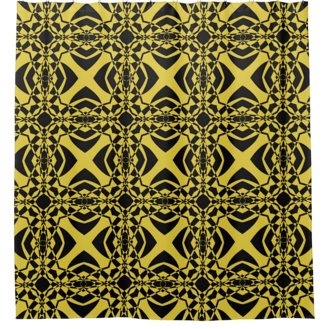 Abstract seamless pattern of black and gold colour shower curtain (Front)