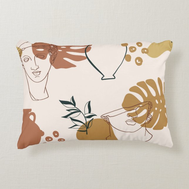 Abstract seamless pattern of Greek sculpture head  Decorative Cushion (Front)
