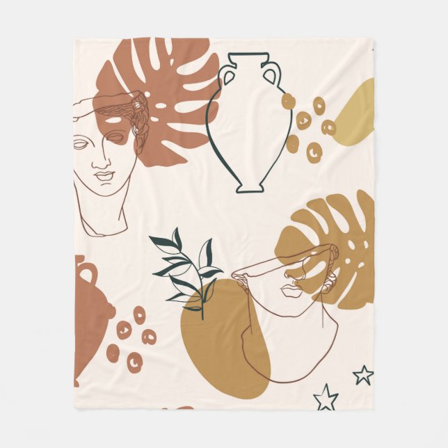 Abstract seamless pattern of Greek sculpture head  Fleece Blanket (Front)