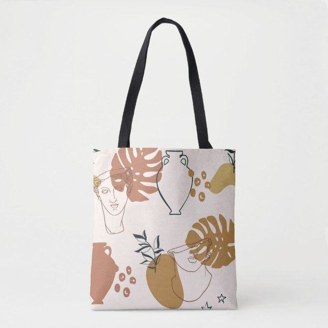 Abstract seamless pattern of Greek sculpture head  Tote Bag (Front)