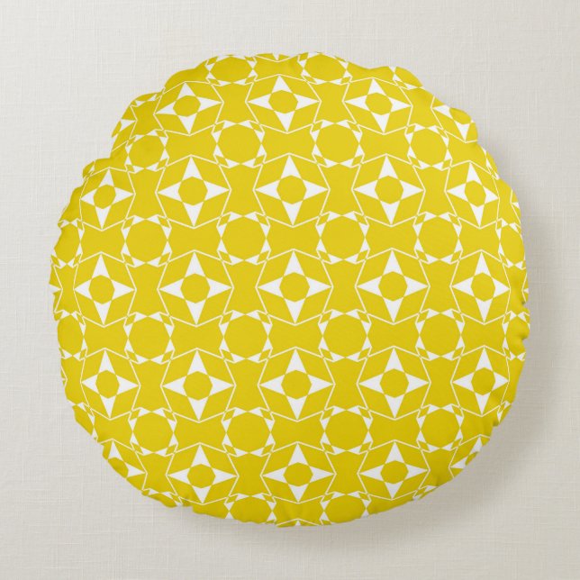 Abstract seamless pattern of Ripe Lemon yellow col Round Cushion (Front)