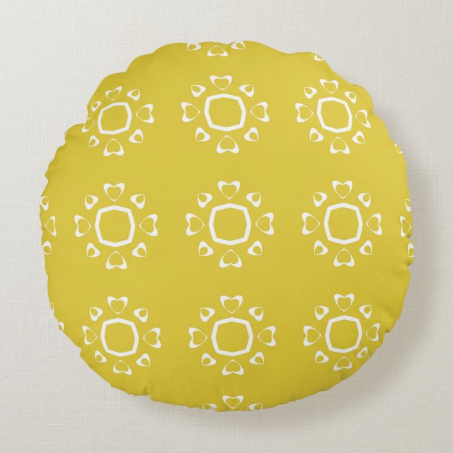 Abstract seamless pattern of yellow colour backgro round cushion (Front)