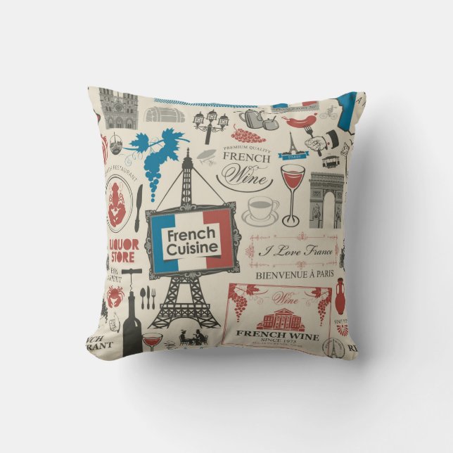 Abstract seamless pattern on the theme of France a Cushion (Front)