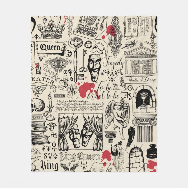 Abstract seamless pattern on the theme of theatre  fleece blanket (Front)