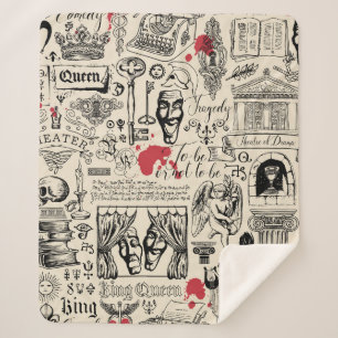 Abstract seamless pattern on the theme of theatre sherpa blanket