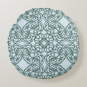 Abstract seamless pattern with city elements fraye round cushion