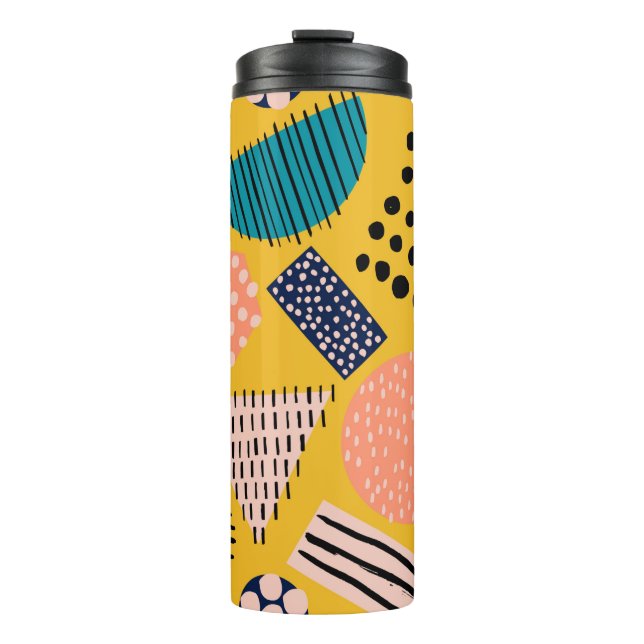 Abstract seamless pattern with different shapes an thermal tumbler (Front)