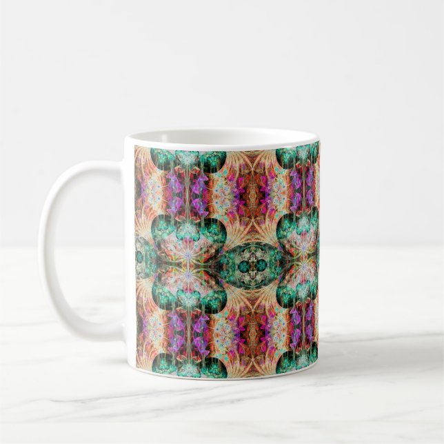 Abstract seamless pattern with flowers and decorat coffee mug (Left)