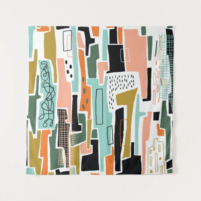 Abstract seamless pattern with geometric design tapestry (Front)