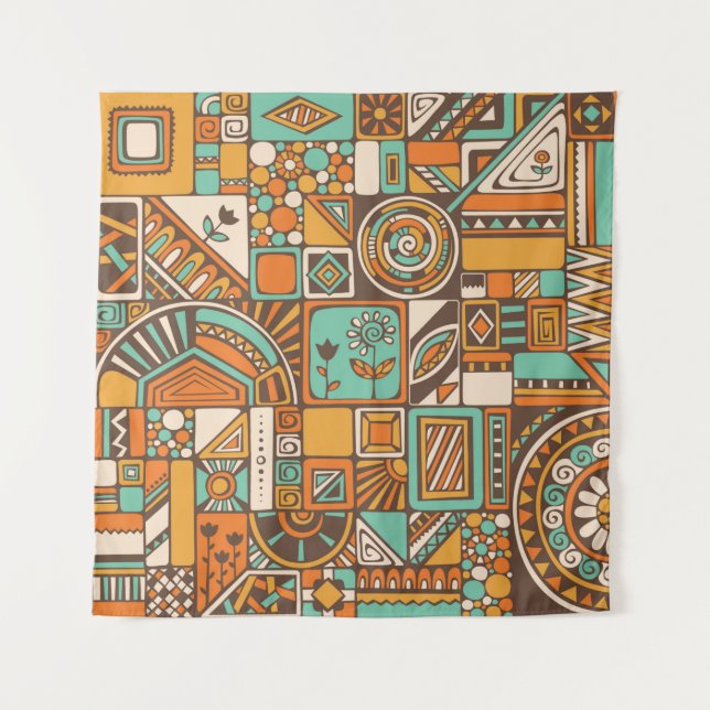 Abstract seamless pattern with geometric elements. tapestry (Front)