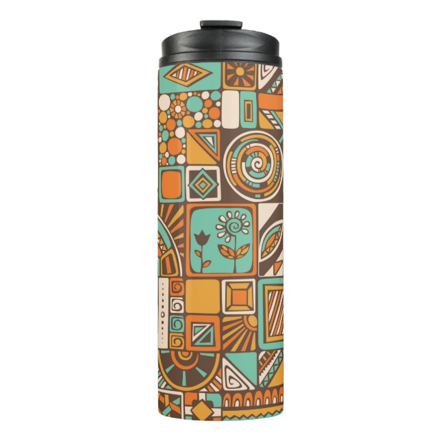 Abstract seamless pattern with geometric elements. thermal tumbler (Front)