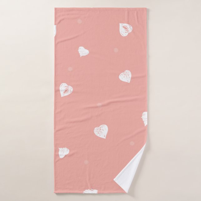 Abstract seamless pattern with hand drawing hearts bath towel (Bath Towel)