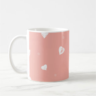 Abstract seamless pattern with hand drawing hearts coffee mug