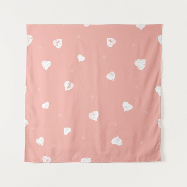 Abstract seamless pattern with hand drawing hearts tapestry (Front)