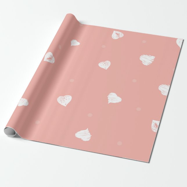Abstract seamless pattern with hand drawing hearts wrapping paper (Unrolled)
