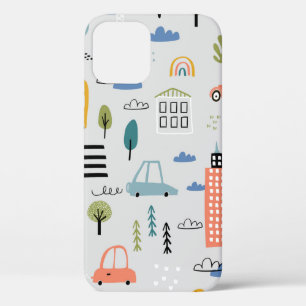 Abstract seamless pattern with hand drawn city des iPhone 12 case