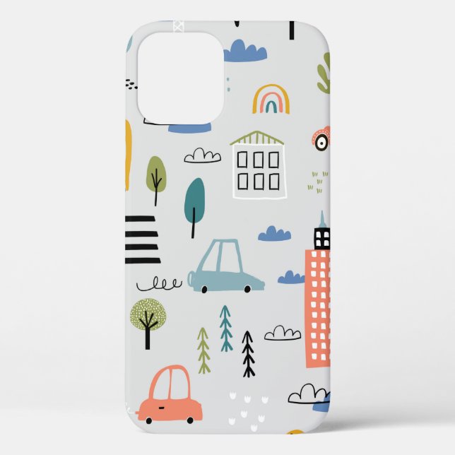 Abstract seamless pattern with hand drawn city des Case-Mate iPhone case (Back)
