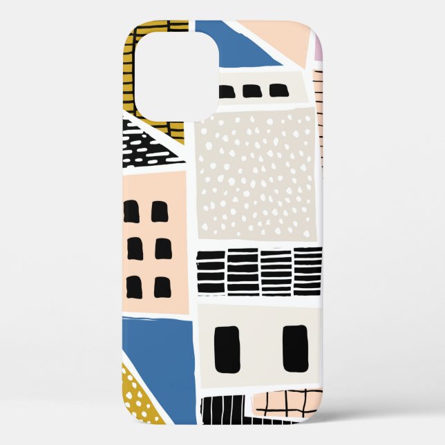 Abstract seamless pattern with houses with hand dr Case-Mate iPhone case (Back)