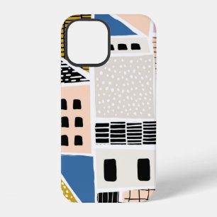 Abstract seamless pattern with houses with hand dr iPhone 12 case