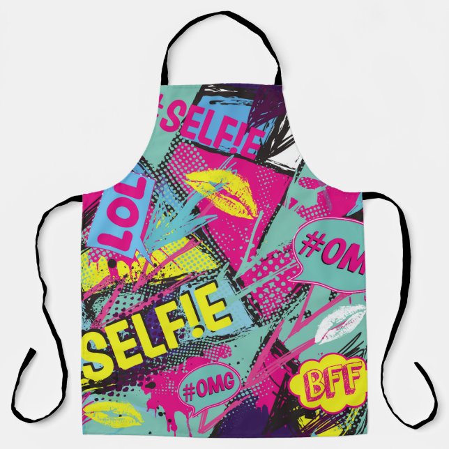Abstract seamless pattern with Pop art comicspeech Apron (Front)