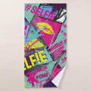 Abstract seamless pattern with Pop art comicspeech Bath Towel