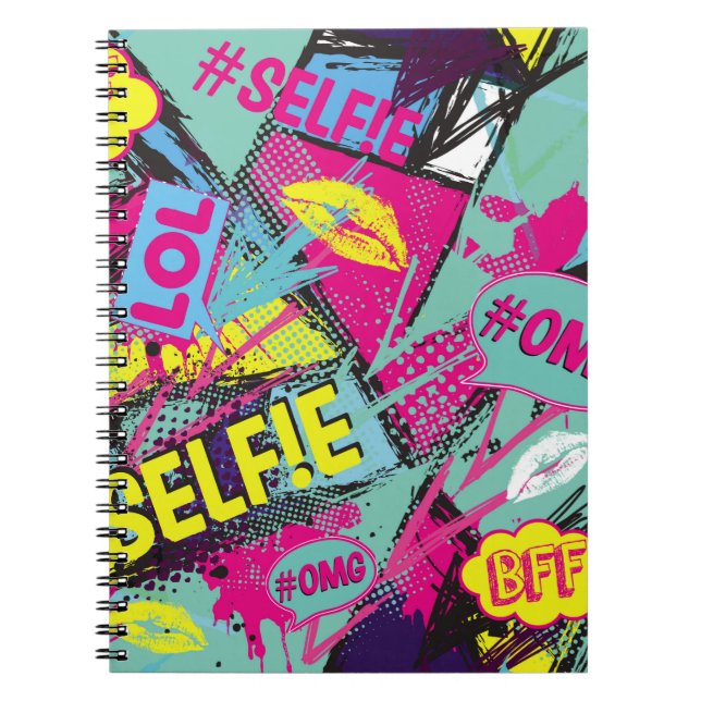 Abstract seamless pattern with Pop art comicspeech Notebook (Front)