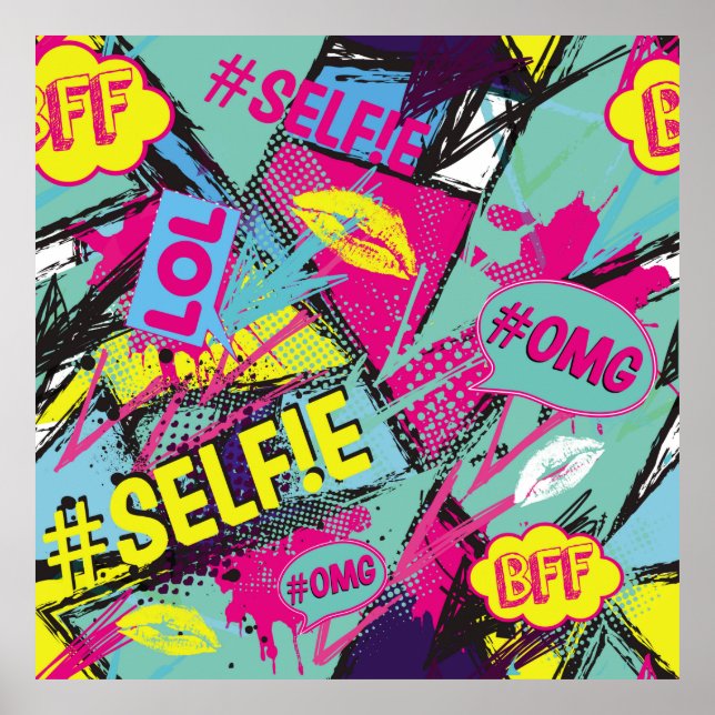 Abstract seamless pattern with Pop art comicspeech Poster (Front)